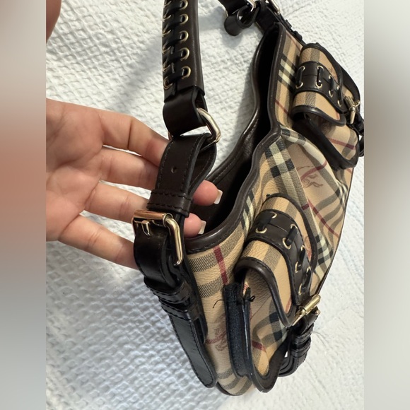 Burberry Haymarket Leather Front Pocket Bag - Picture 8 of 8